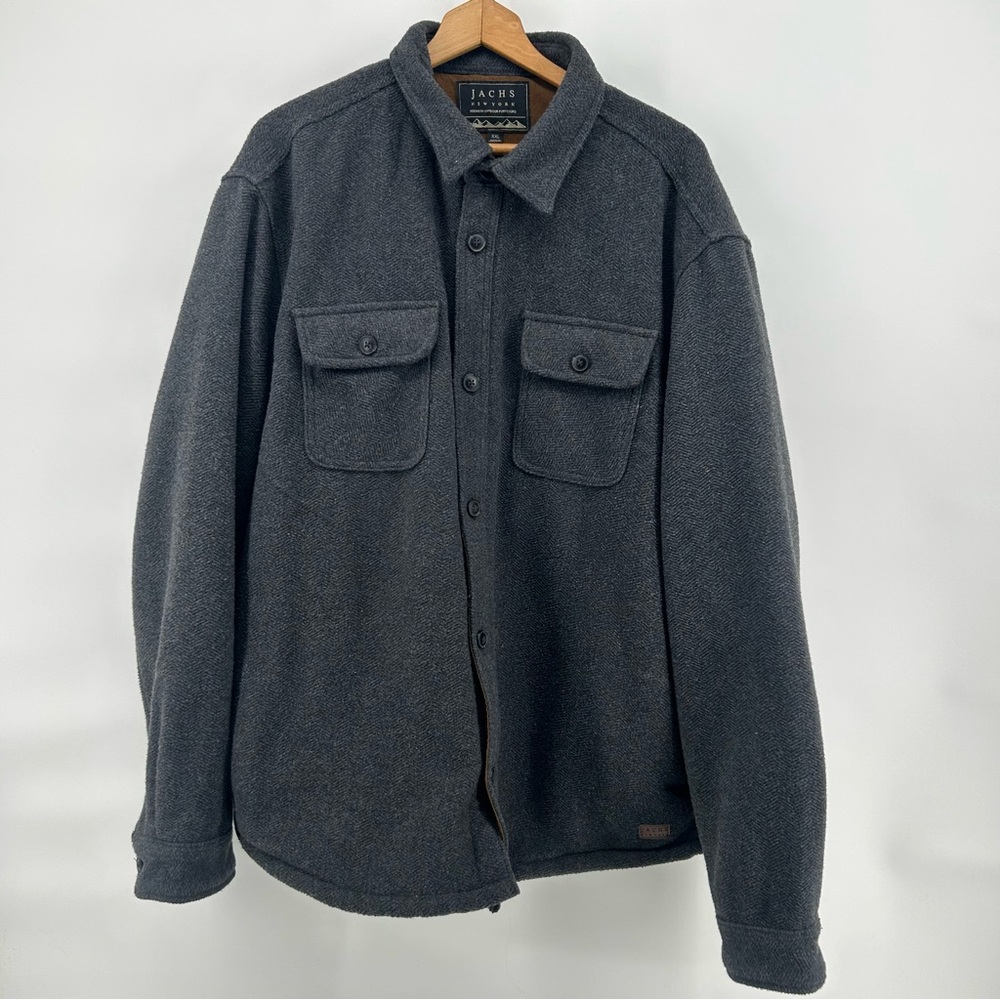 Jachs NY Sherpa Lined Shacket Mens 2XL Wool Blend Shirt Jacket Gray Cabincore